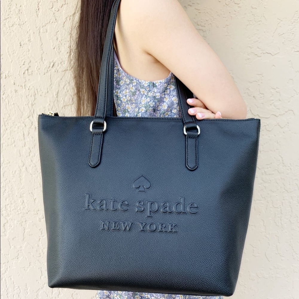 👜💕-NWT Kate Spade large zip Tote Balck logo - Picture 3 of 4